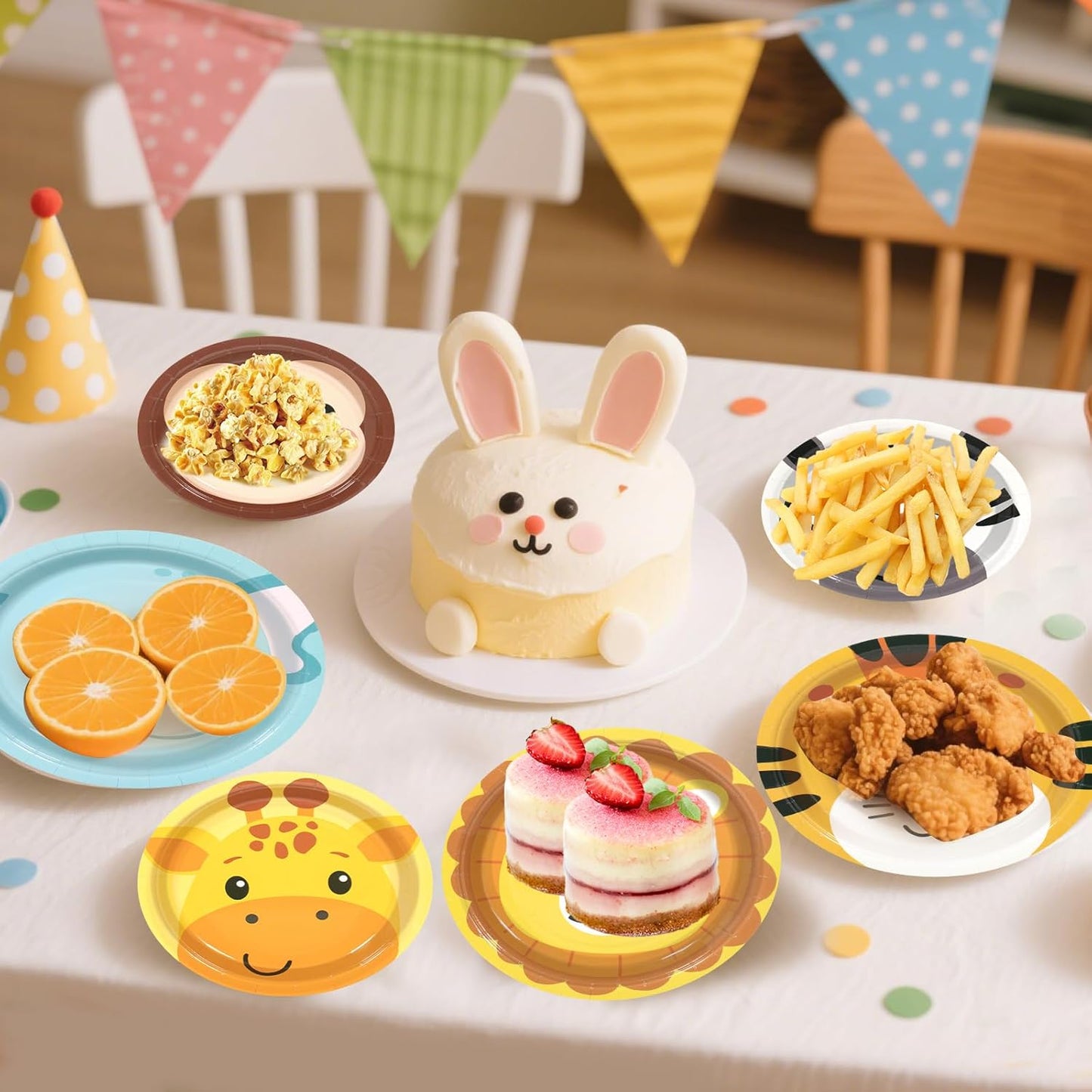 180Pcs Jungle Wild Animal Paper Plates Party Supplies Zoo Animal Paper Plates and Napkins Serve 60 Disposable Tableware Set for Birthday Party Decorations Game Day Family School Holiday Sports Events