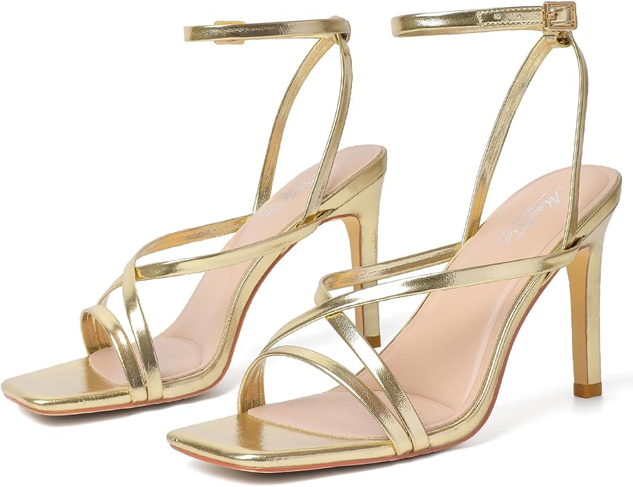 Mostrin Strappy Heels for Women Square Open Toe Lace Up Heeled Sandals Ankle - Image 9