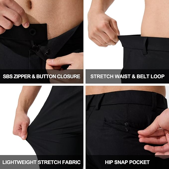 QPNGRP Men's Golf Pants 30"/32"/34" Inseam Lightweight Stretch Work Dress Pants - Image 5
