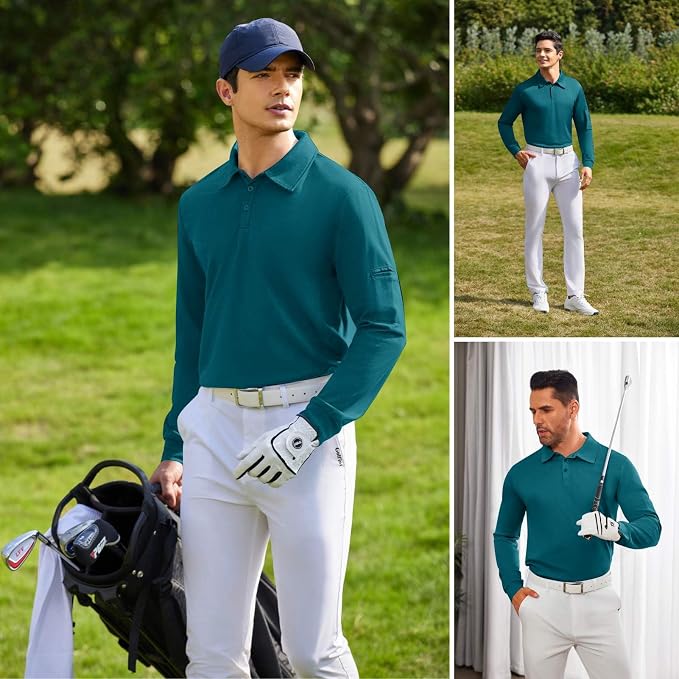 Deyeek Men's Polo Shirts Long Sleeve Golf Polo Shirts - Image 5