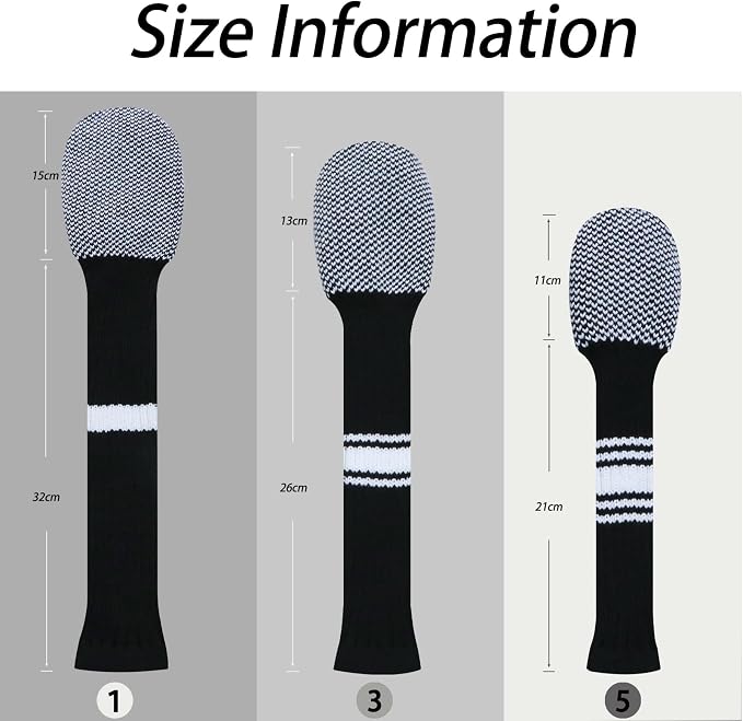LeFeng 3Pcs Golf Club Covers, Knitted Golf Club Covers - Image 6