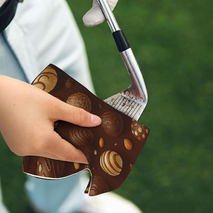 Chocolate & Nuts Golf Towel Waffle Microfiber - Image 8