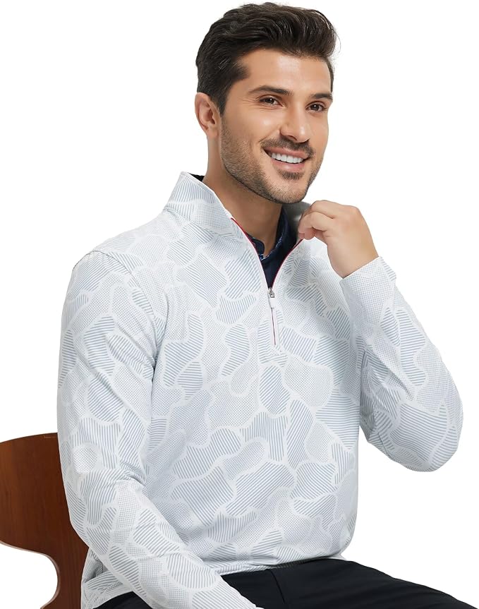 M MAELREG Quarter Zip Golf Pullover Men Dry Fit Long Sleeve Performance Wicking - Image 6