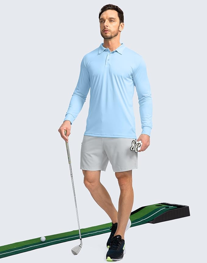 Men's Polo Shirt Long Sleeve Golf Shirts Lightweight UPF 50+ Sun Protection - Image 6