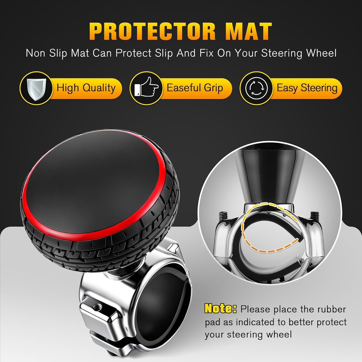 2 Pack Large Steering Wheel Knob Spinners, Vehicle Steering Wheel Spinner Ball Durable Suicide Knob for Car, SUV, Trucks, Tractors, Boat etc (Red)