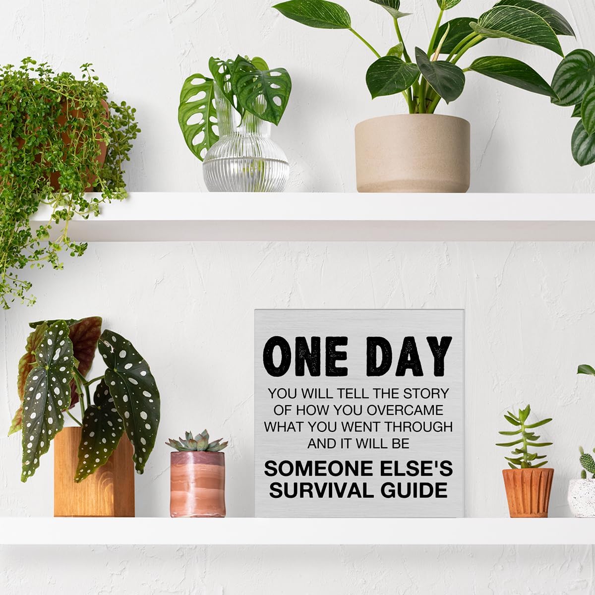 Inspirational Quote Wooden Box Sign Desk Decor, One Day You Will Tell the Story Wood Block Sign Home Office Tabletop Shelf Desk Decoration, 5 X 5 Inches