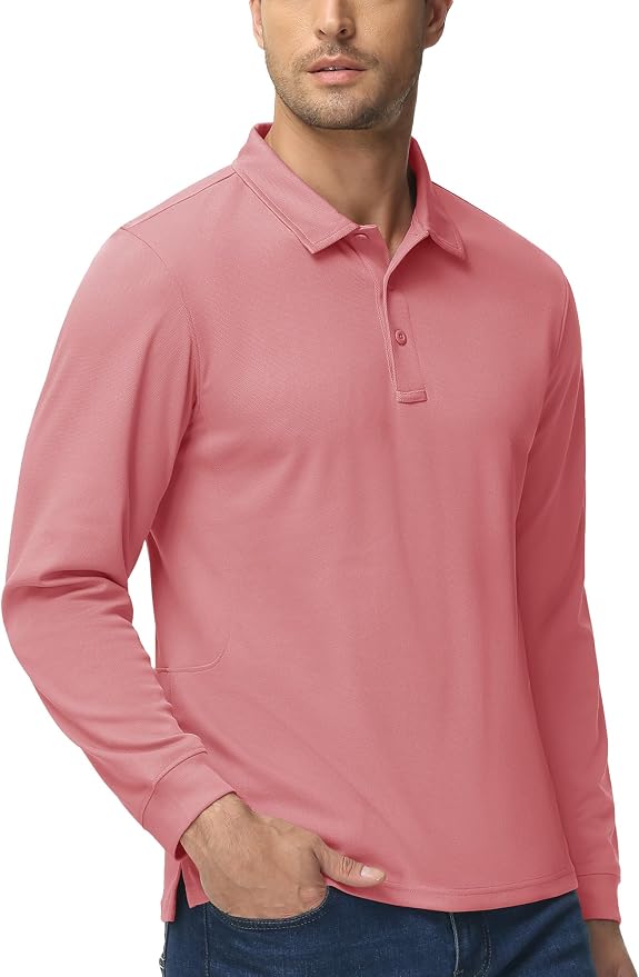 MAGCOMSEN Men's Polo Shirts 3 Button Quick Dry Performance Long Sleeve Tactical - Image 6