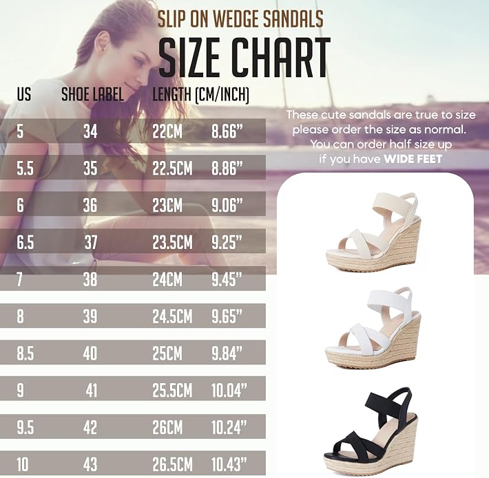 mikarka Women's Open Toe Espadrilles Wedge Sandal Slip On Elastic Ankle Strap - Image 7