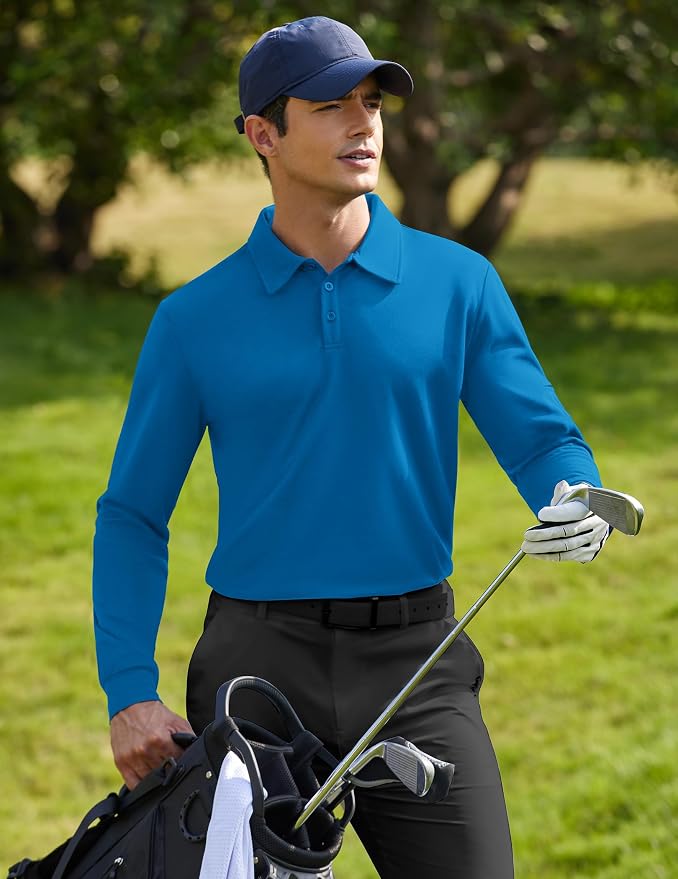 Deyeek Men's Polo Shirts Long Sleeve Golf Polo Shirts - Image 5