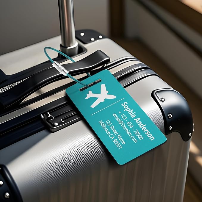 10 Personalized Metal Luggage Tags, Custom Suitcase Aluminum Name Tags - Image 7