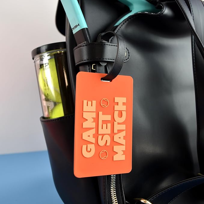 Tennis Bag Tag – Game Set Match Orange, Silicone Luggage Tag - Image 5