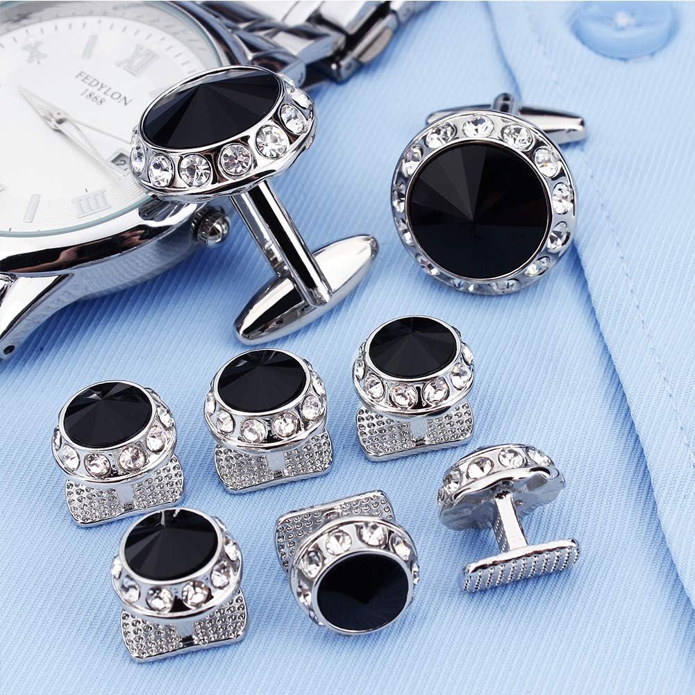 HAWSON Birthstone Tuxedo Studs and Cufflinks Set for Men's Suit Tuxedo Formal Dress Shirt Wedding Business Party Accessories