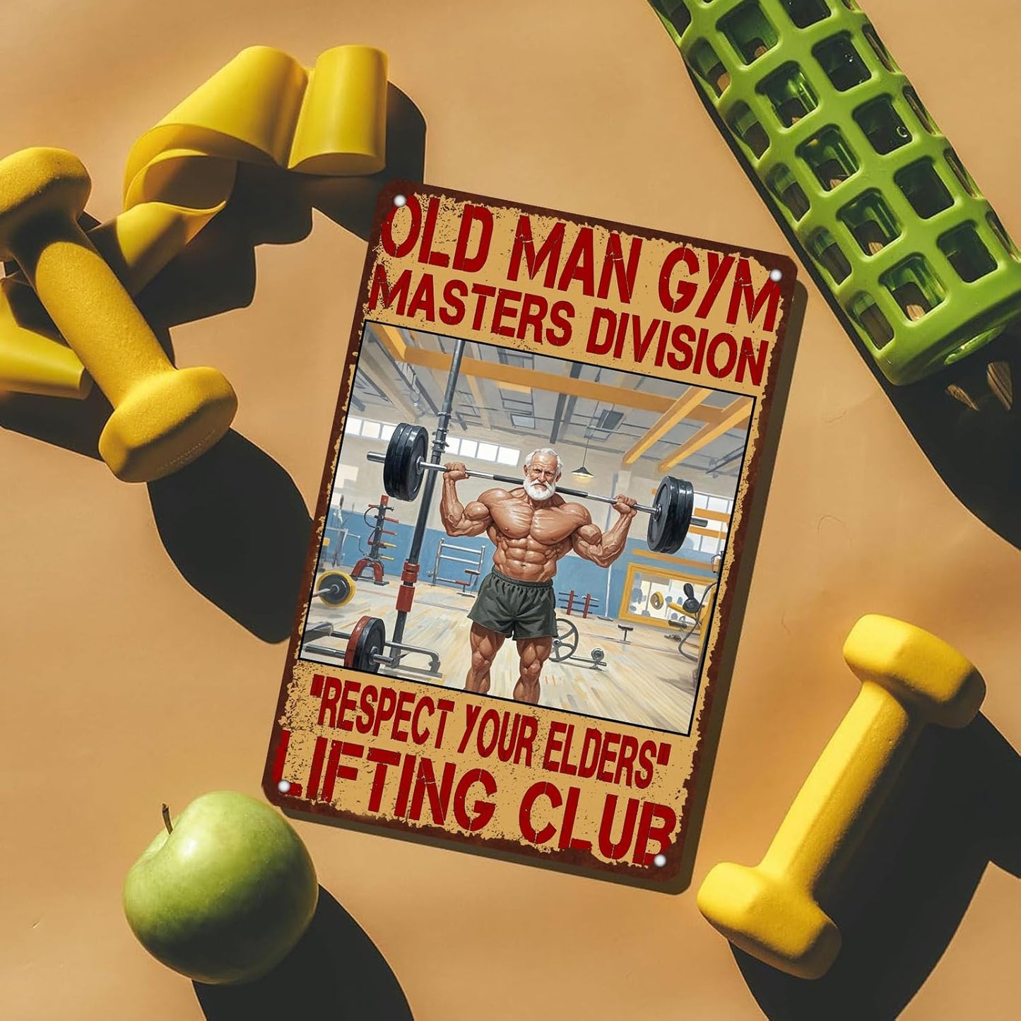 Gym Posters Old Man Gym Metal Tin Sign Weightlifting Signs Home Gym Man Tin Sign Gym Bar Pub Sign Poster Garage Bar Pub 8x12 Inch