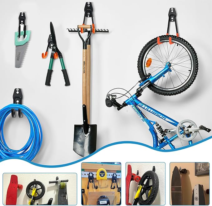 2 Pack Garage Storage Utility Hooks,Garage Garden Tool Organizer,Steel Wall - Image 8