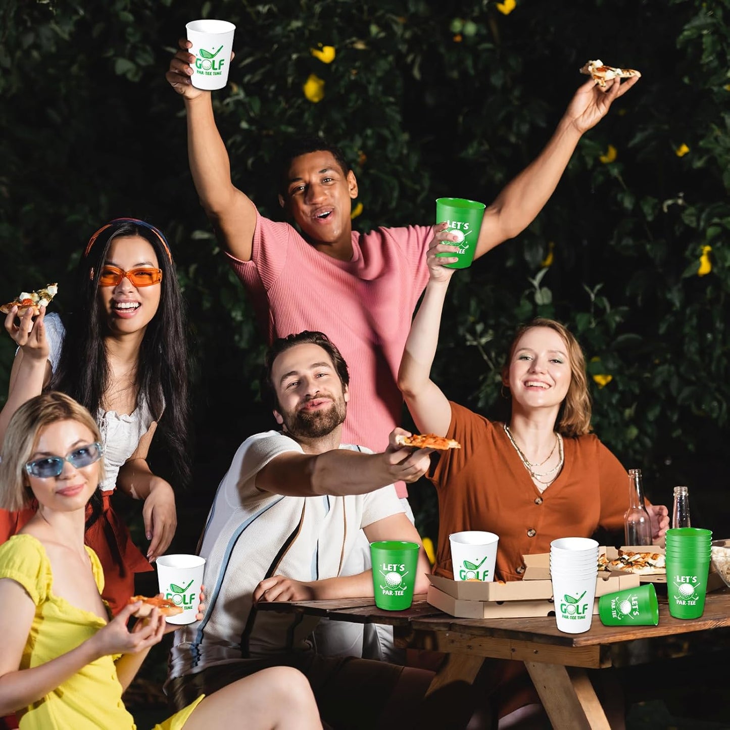 24 Pcs Golf Party Cups Let's Par-Tee Plastic Cups Reusable Plastic Tumblers Party Supplies Sports Golf Ball Plastic Drinking Cups 12oz Party Decoration for Kids Birthday Golf Lover Gifts School Favors