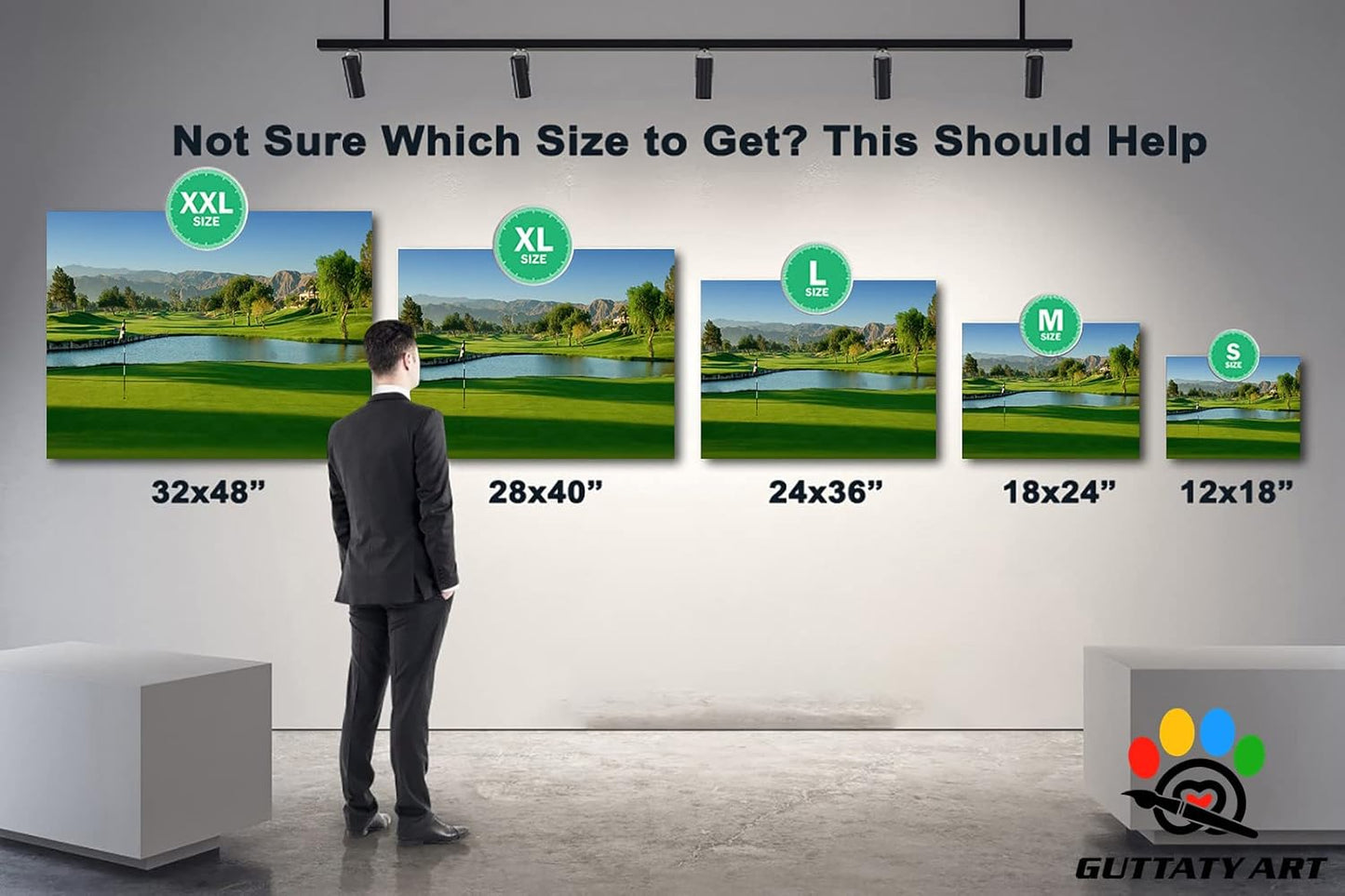 GUTTATY Golf Course Wall Art, Golf Pictures Posters Canvas Print Wall Decor for Golfer's Man Cave Home Ofice Ready to Hang (32x48 Inches)