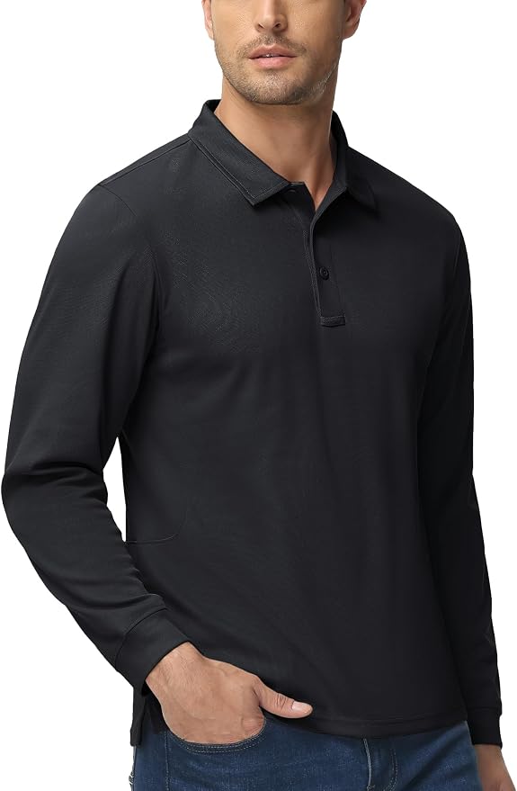 MAGCOMSEN Men's Polo Shirts 3 Button Quick Dry Performance Long Sleeve Tactical - Image 6