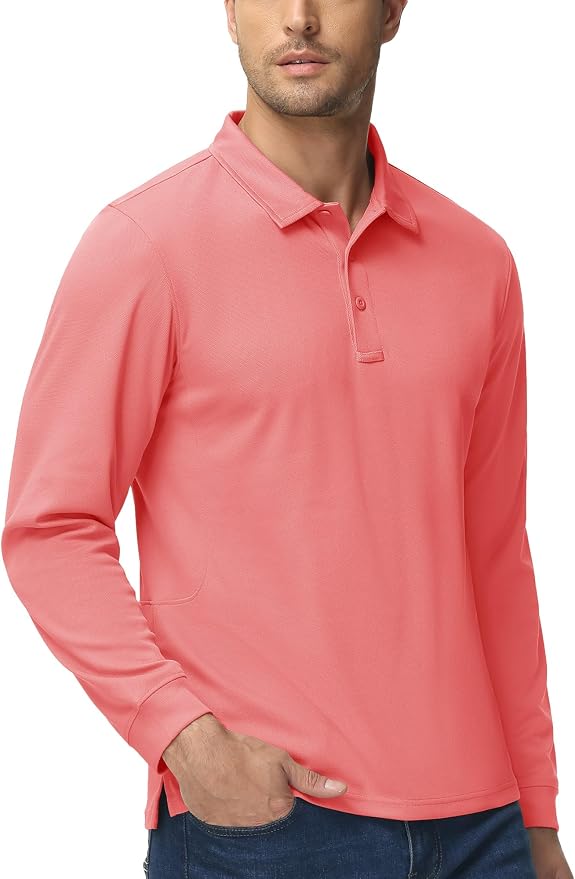 MAGCOMSEN Men's Polo Shirts 3 Button Quick Dry Performance Long Sleeve Tactical - Image 6