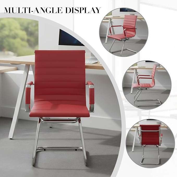 CIMOTA Waiting Room Chairs Leather Office Guest Chair Mid Back Reception Chairs - Image 8