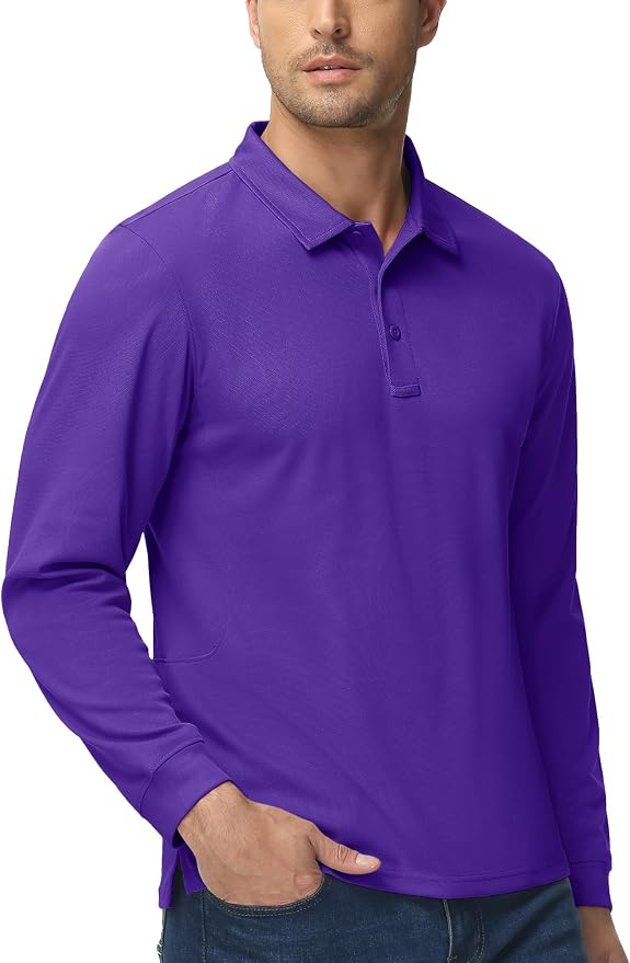 MAGCOMSEN Men's Polo Shirts 3 Button Quick Dry Performance Long Sleeve Tactical - Image 6