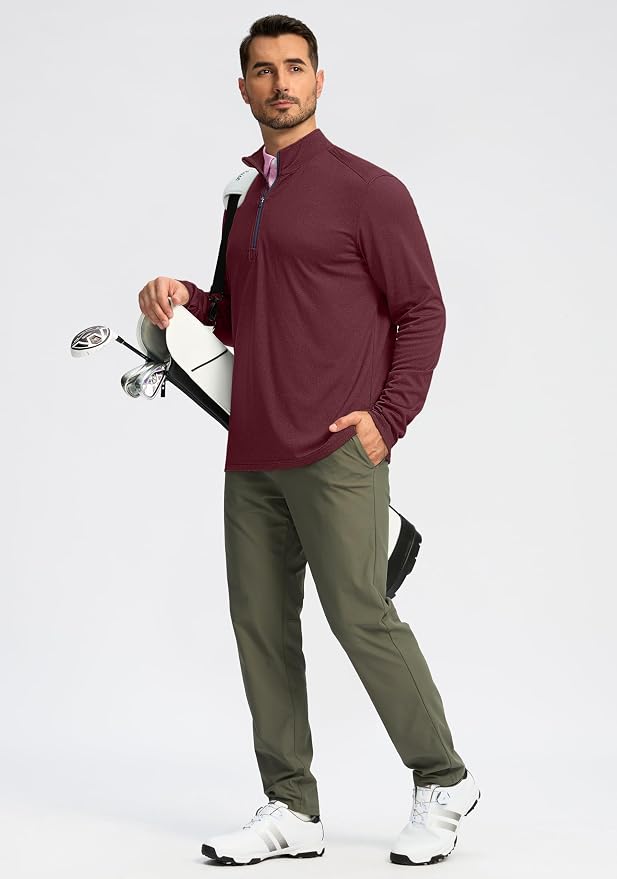 Obla Golf Quarter Zip Pullover for Men Mock Neck Sweatshirt Lightweight Sun - Image 6