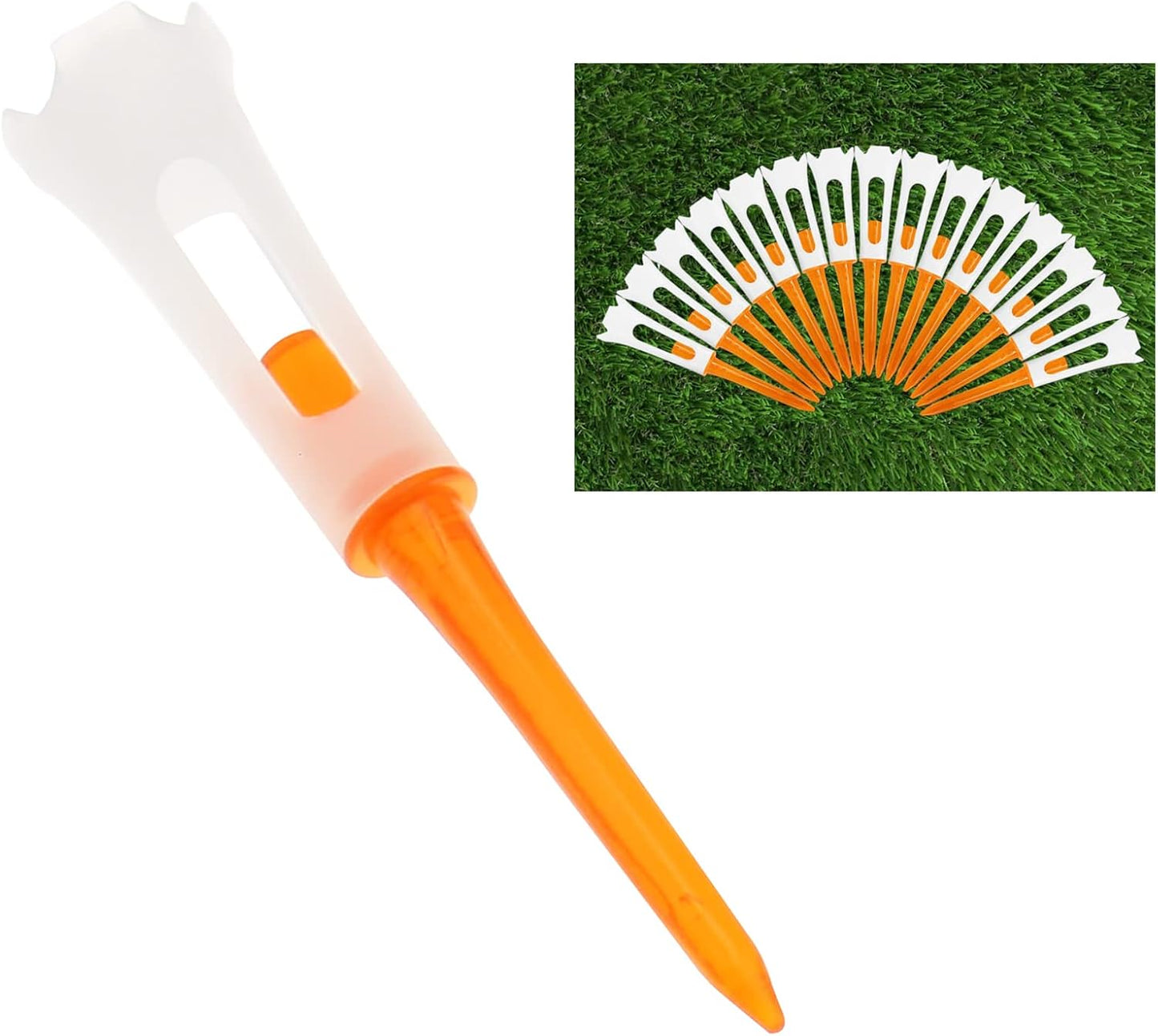 10 Pcs 3-1/4 Inch Plastic Golf Tees with 4-Prong Professional Performance Series Low Resistance Reduces Friction & Side Spin