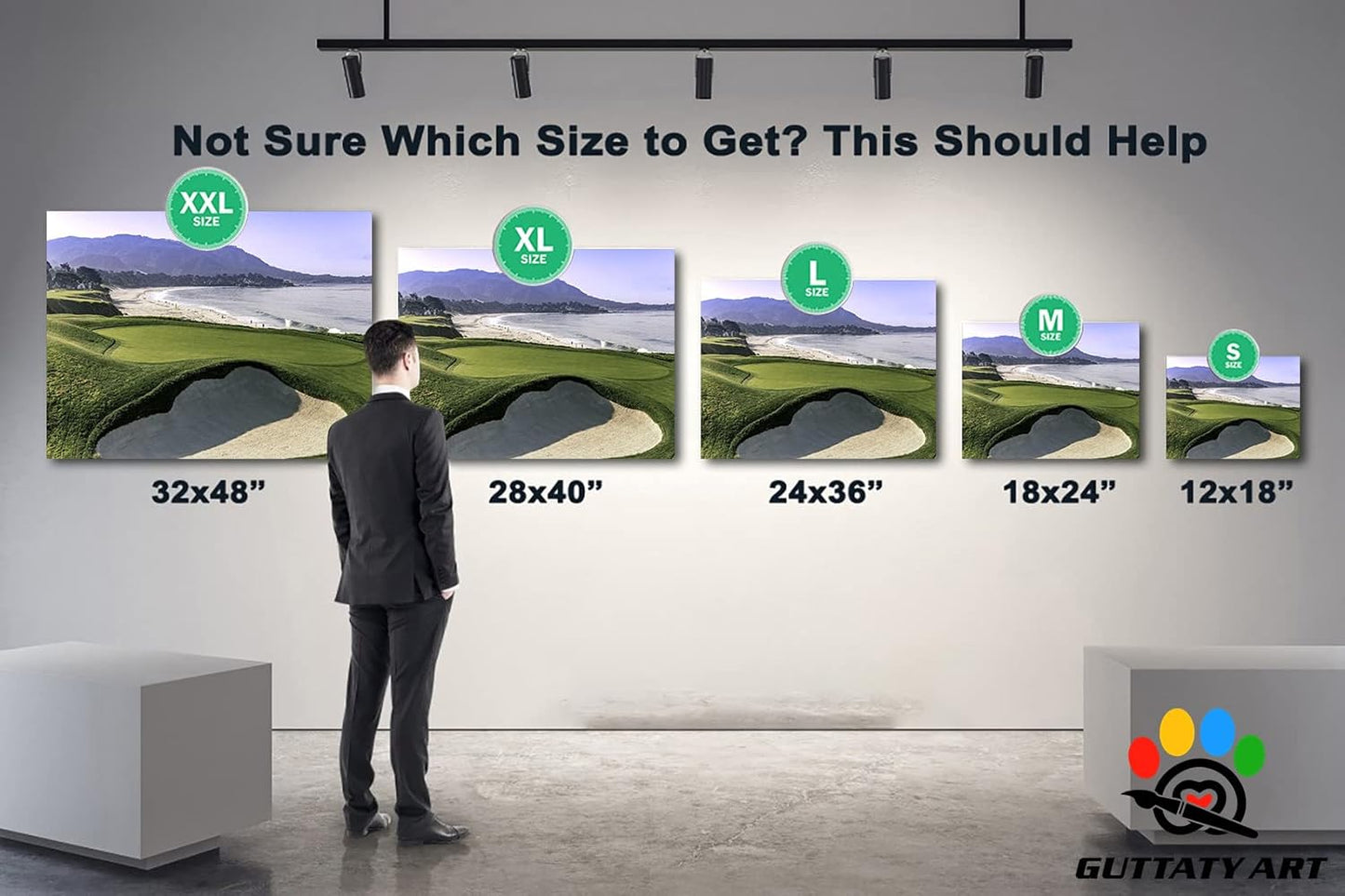 GUTTATY Golf Course Wall Art, Golf Pictures Posters Canvas Print Wall Decor for Golfer's Man Cave Home Ofice Ready to Hang (12x18 Inches)