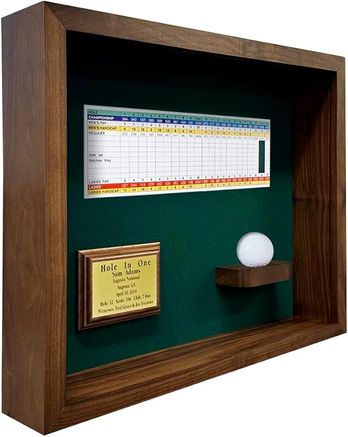 Hole in One Shadowbox and Golf Ball Display Case | Personalized Engraved Plate - Image 2