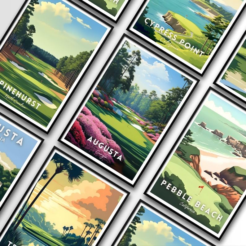 Nationcog Chambers Bay Golf Poster, Vintage Washington Travel Wall Art Print, Retro Coastal Golf Landscape Decor, Sports Artwork Gift for Men or Office (Unframed) (27x40)