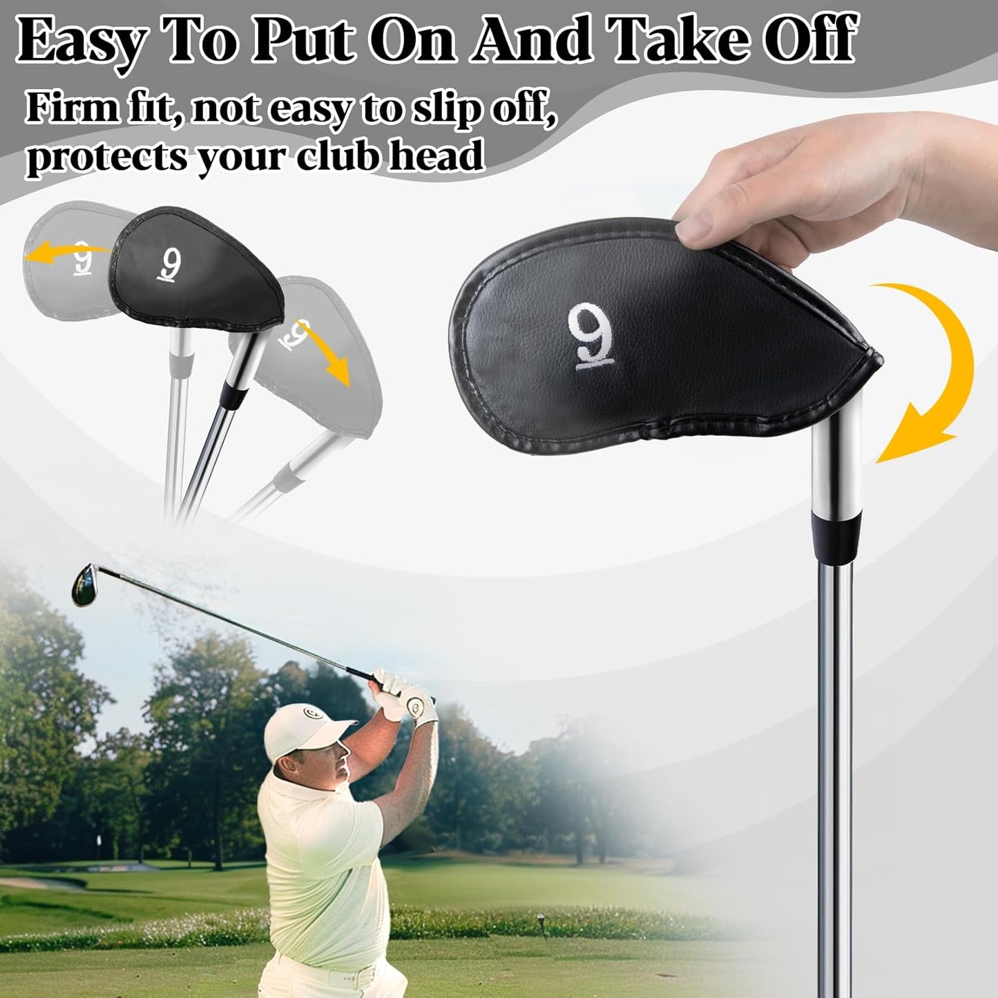 12 Pcs Golf Iron Covers Set - Synthetic Leather Golf Iron Head Covers for Clubs Fit Most Brands
