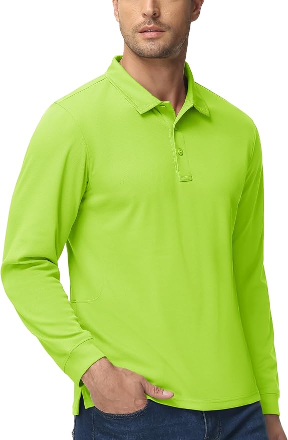 MAGCOMSEN Men's Polo Shirts 3 Button Quick Dry Performance Long Sleeve Tactical - Image 6