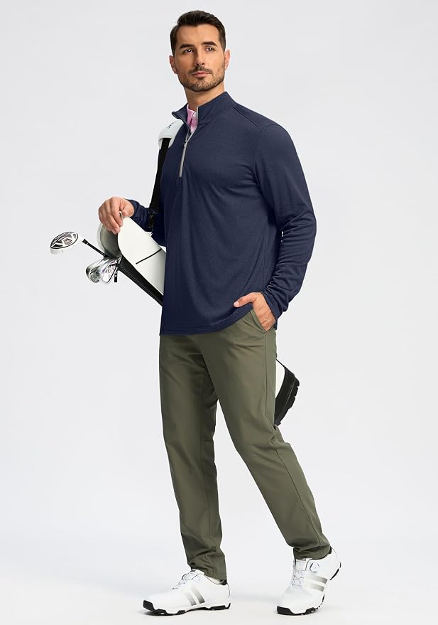 Obla Golf Quarter Zip Pullover for Men Mock Neck Sweatshirt Lightweight Sun - Image 6