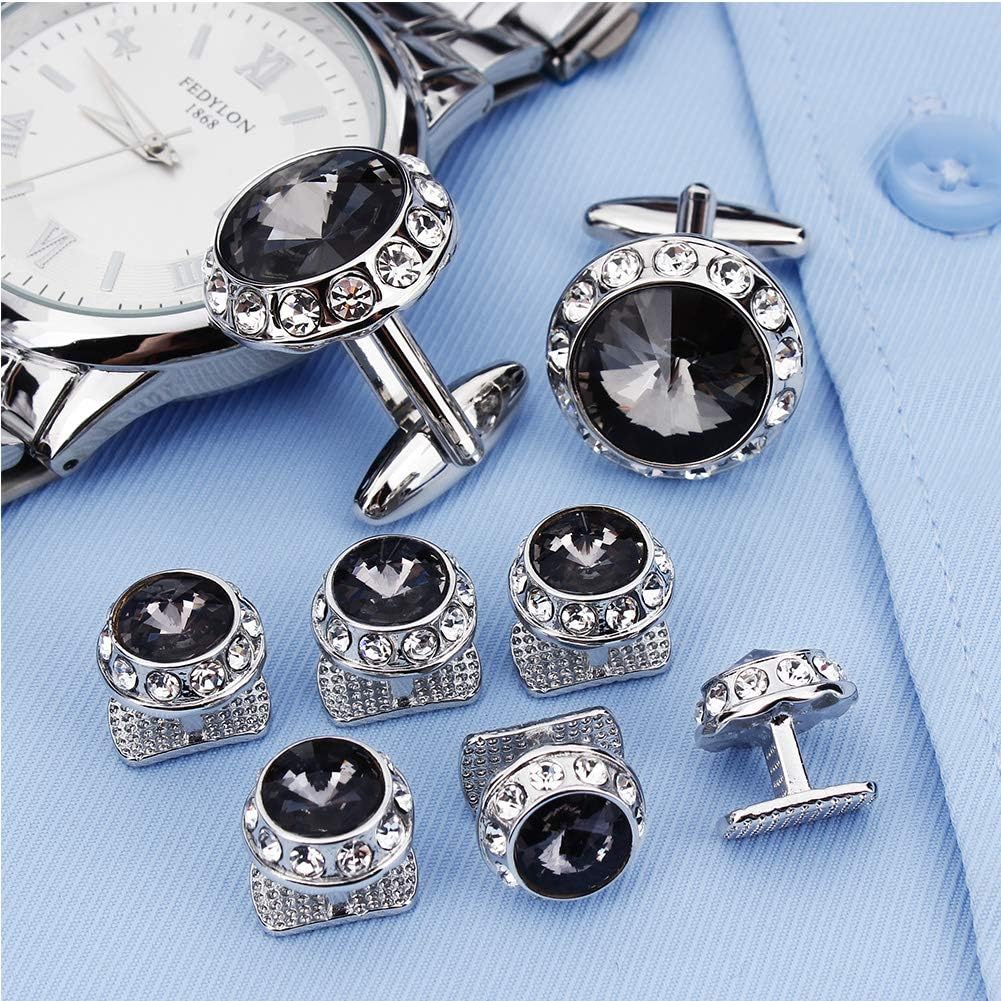 HAWSON Birthstone Tuxedo Studs and Cufflinks Set for Men's Suit Tuxedo Formal Dress Shirt Wedding Business Party Accessories