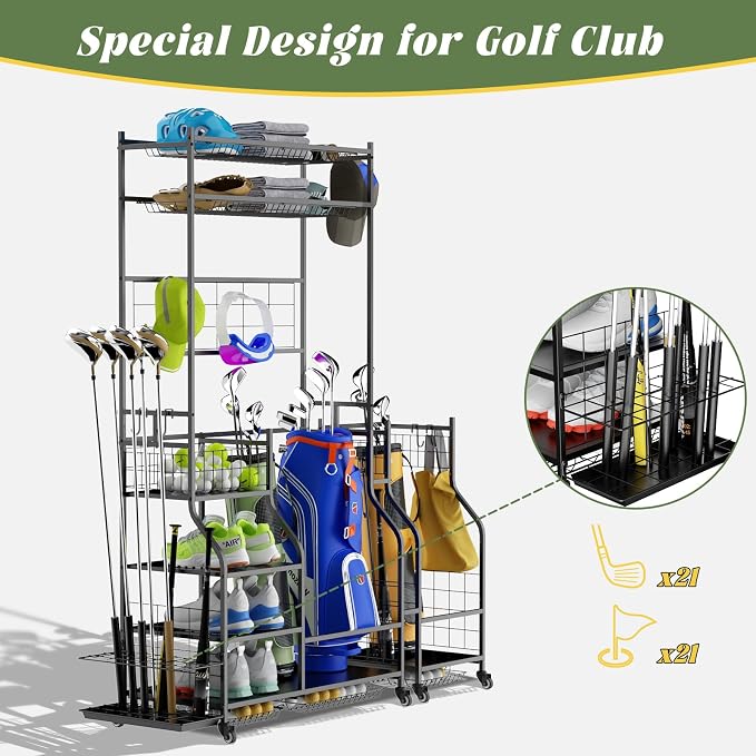 Golf Bag Storage Organizer for Garage Holds 3 Bags - Image 7