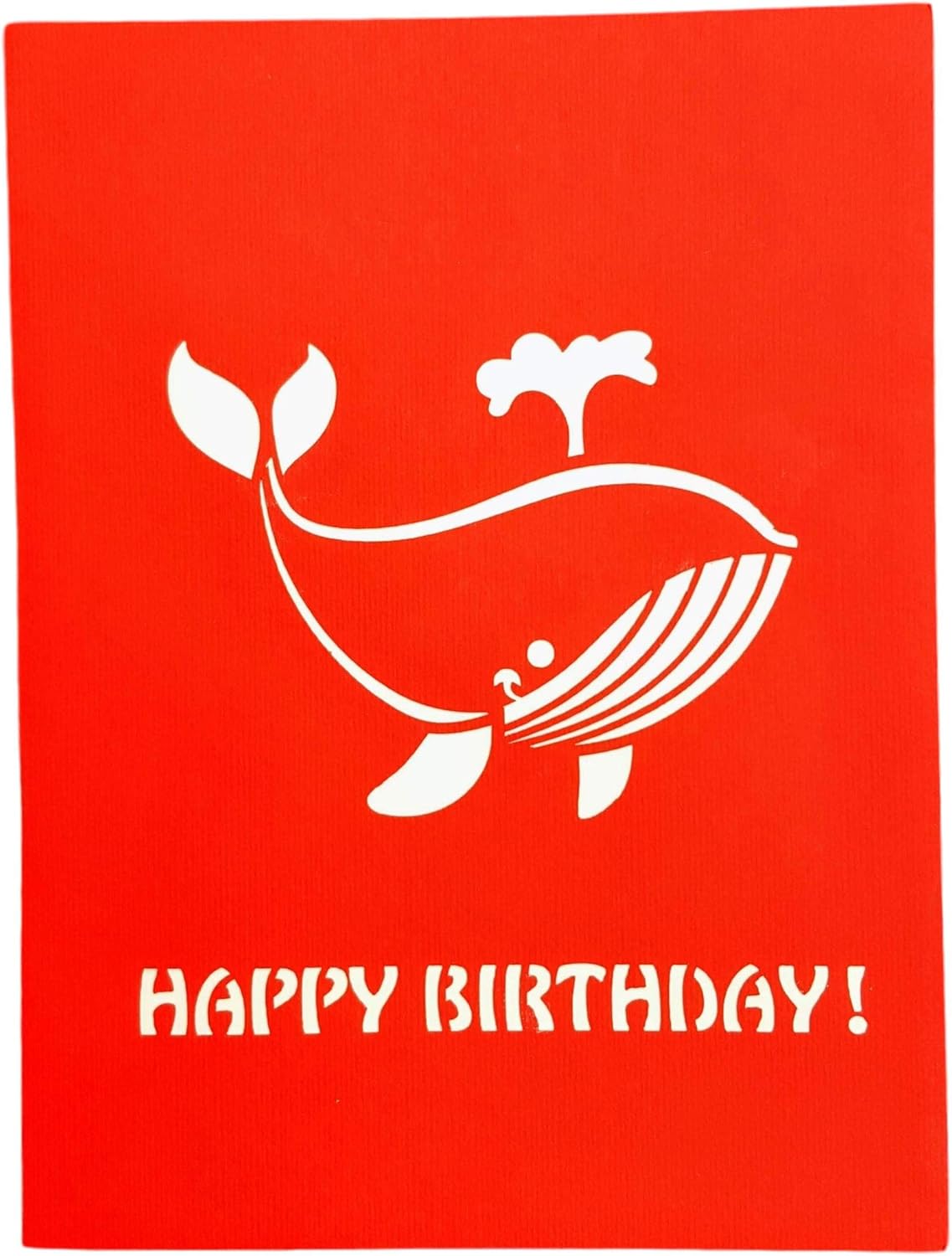 iGifts And Cards Blue Whale Happy Birthday 3D Pop Up Greeting Card - Blowhole, Huge, Fun, Mammals, Ocean, Half-Fold, Birthday, Special Days, Congratulations, For Friendship, Husband, Wife, Mom, Dad