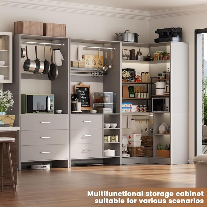 Aheaplus Closet System with 6 Drawers, 4 Hanging Rods & Corner Tower, Corner - Image 7