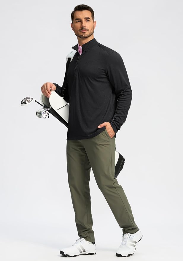 Obla Golf Quarter Zip Pullover for Men Mock Neck Sweatshirt Lightweight Sun - Image 6
