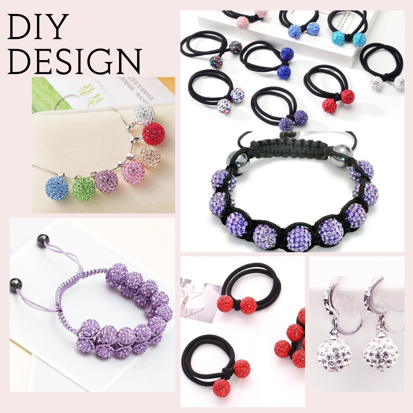 100 pcs 10mm Rhinestone Beads for Jewelry Making, Dark Red Shiny Round Shamballa Disco Beads Bulk, Sparkle Crystal Clay Christmas for Bracelet Baseball Necklace Earring Crafting and DIY