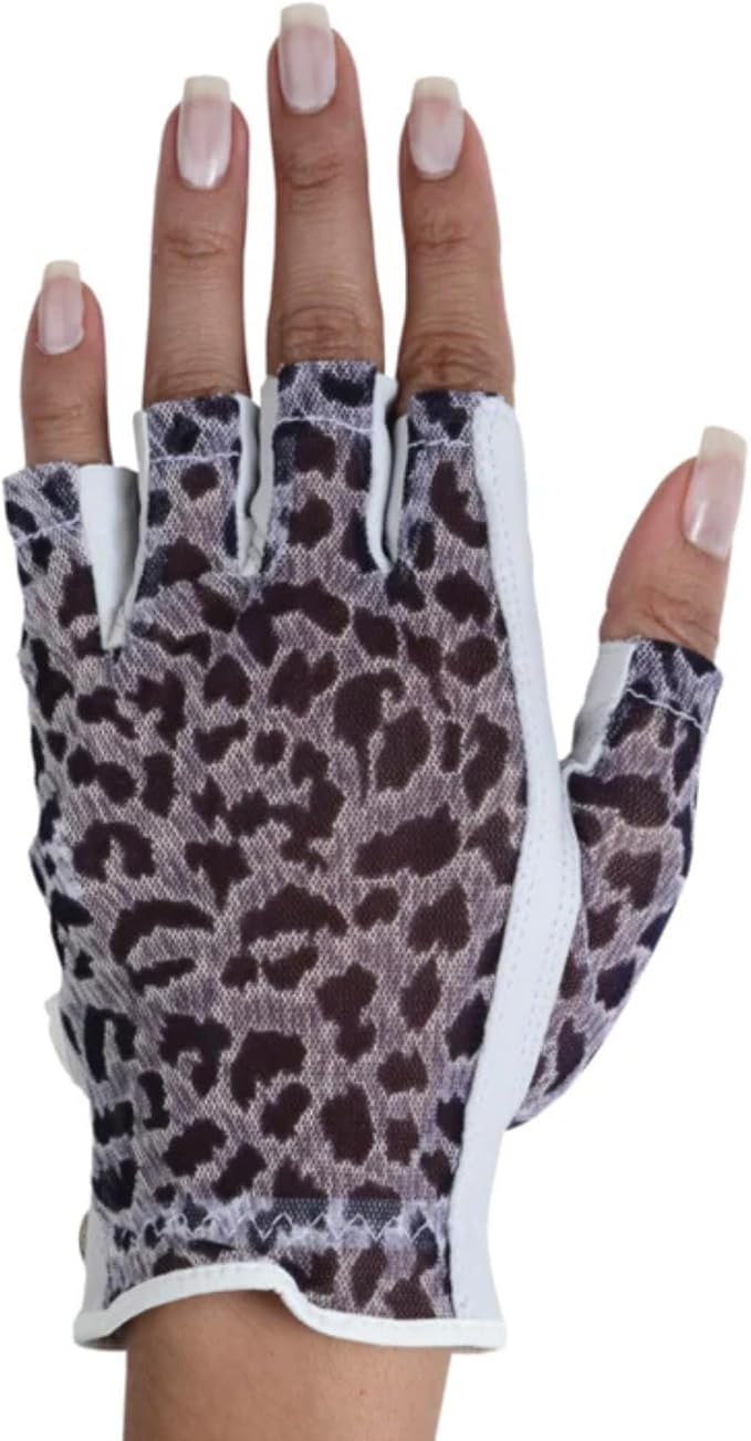 Animal Print Solar Tan Fashion Half Glove | UV Protection SPF 10, Breathable & by LadyClassic