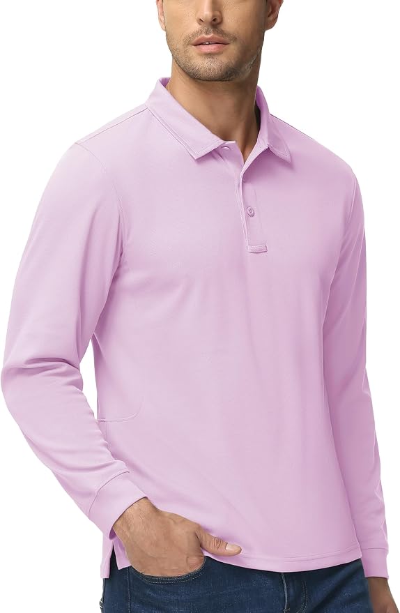 MAGCOMSEN Men's Polo Shirts 3 Button Quick Dry Performance Long Sleeve Tactical - Image 6