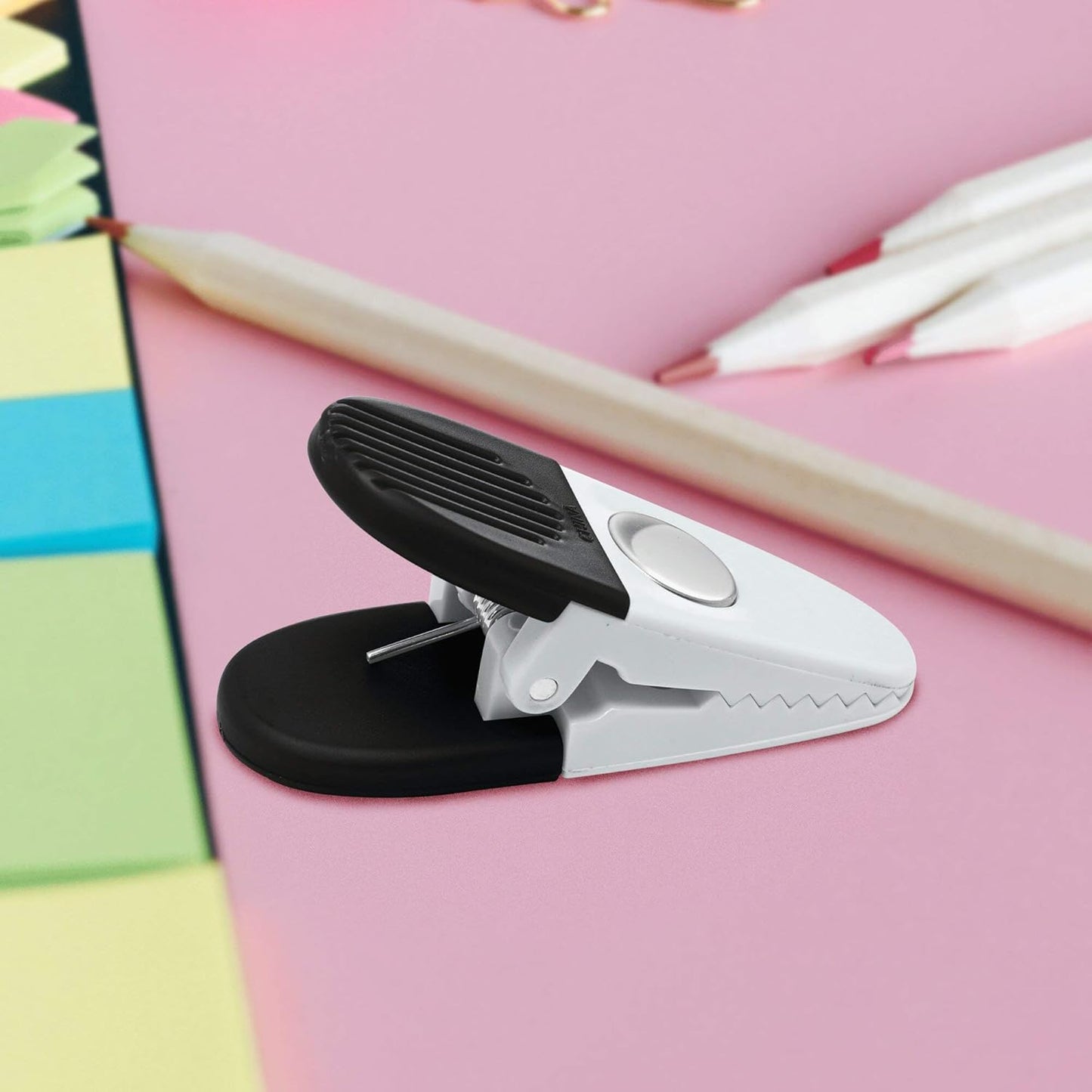 10 Magnetic Memo Holders Set - Large Clip, Plastic - White Black