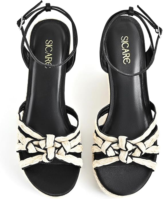 Open Toe Wedge Sandals for Women Espadrilles Platform Braided Strappy Sandals - Image 10