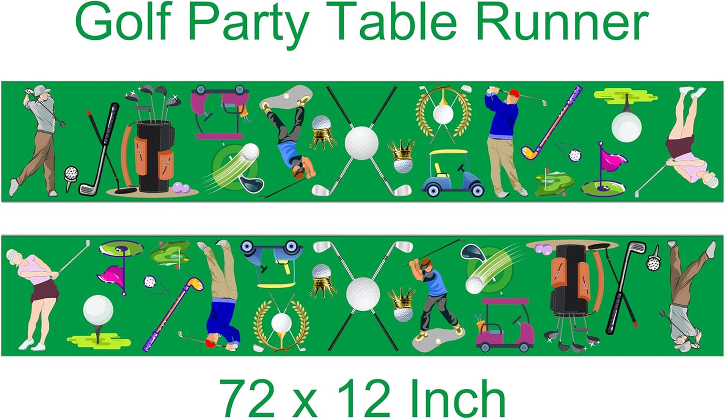 2 Pack Golf Table Runner Party Supplies Decorations Sports Themed Table Cover Birthday Baby Shower Gender Revealed Party Tablecloth-72x12 Inch