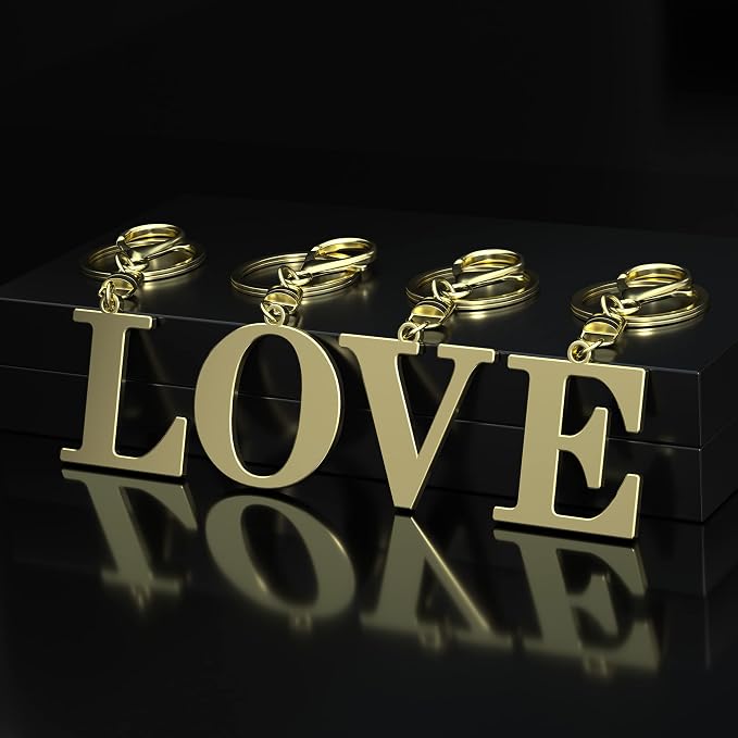 Stainless Steel Gold Letter A-Z Keychain - Image 6