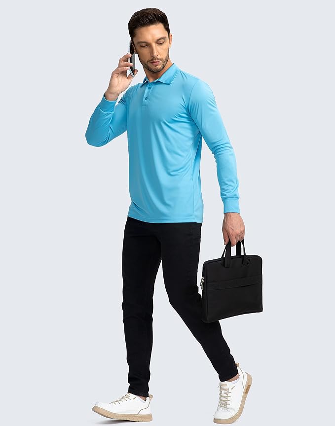 Men's Polo Shirt Long Sleeve Golf Shirts Lightweight UPF 50+ Sun Protection - Image 6