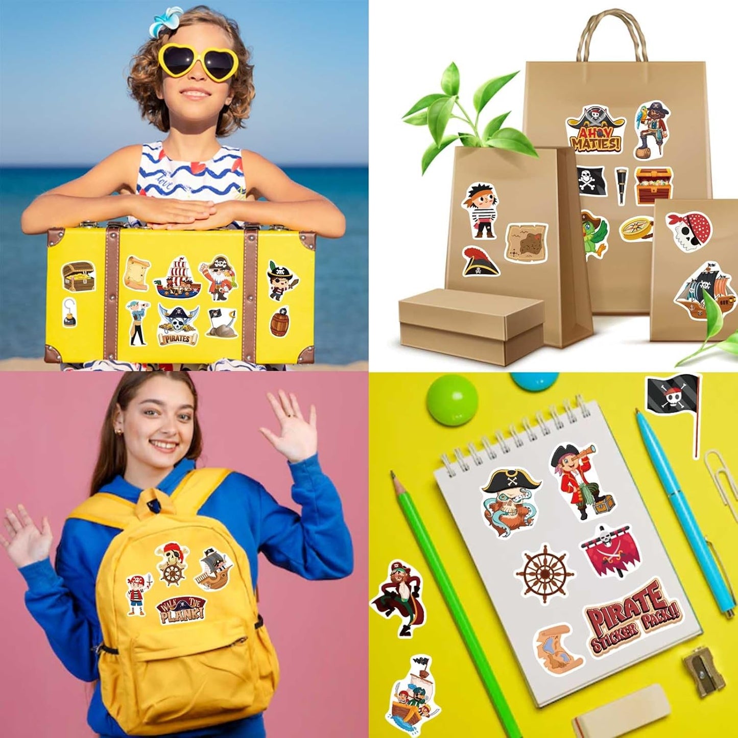 24 Sheets Pirate Stickers, Pirate Themed Stickers Variety Pack for Kids Scrapbooking, Pirate Party Favors Decorations, Pirate Stickers for Water Bottles Laptop Computer Phone