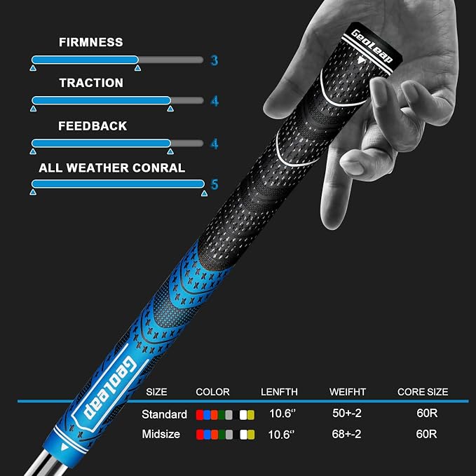 Geoleap Golf Grips Set of 13- Cord Rubber Compound Material, Hybrid Golf Club - Image 5