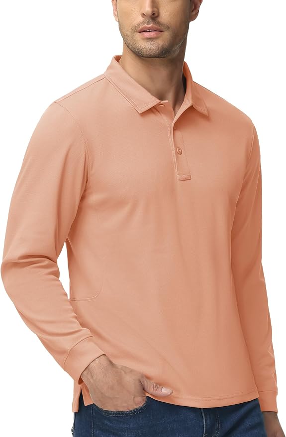 MAGCOMSEN Men's Polo Shirts 3 Button Quick Dry Performance Long Sleeve Tactical - Image 6