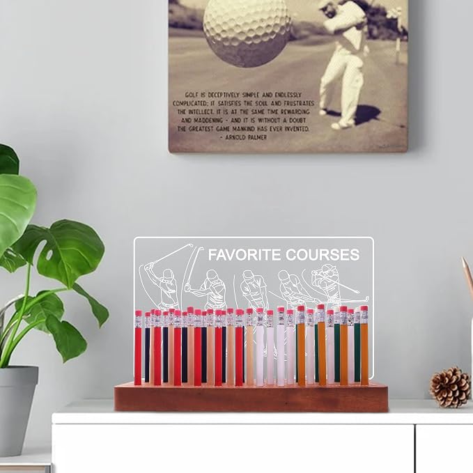 Light Up Golf Pencil Display Case, Wooden Acrylic Accessories - Image 8