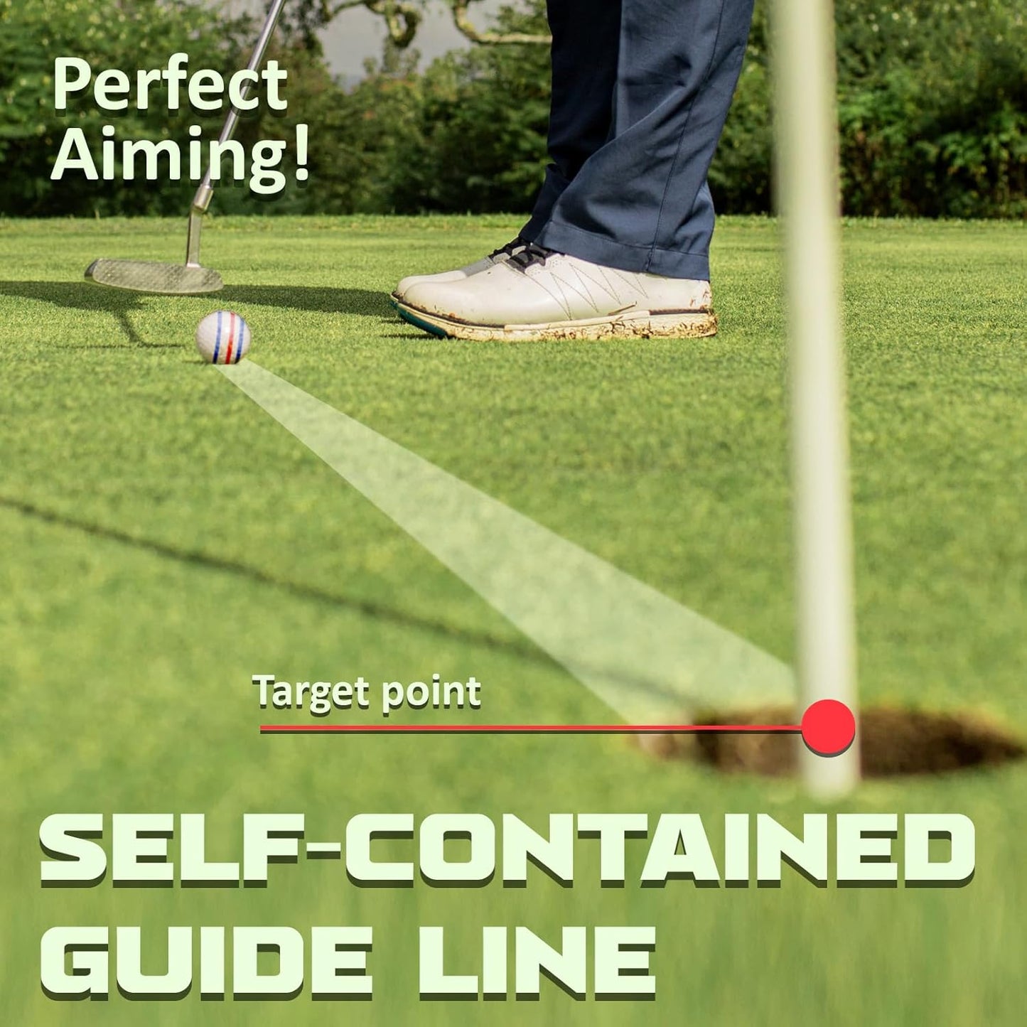 1 Pack 360° Triple Line Golf Ball Marker,Golf Ball Line Marker Tool,Golf Ball Marker Stencil,Alignment Ball Marker,Golf Accessories